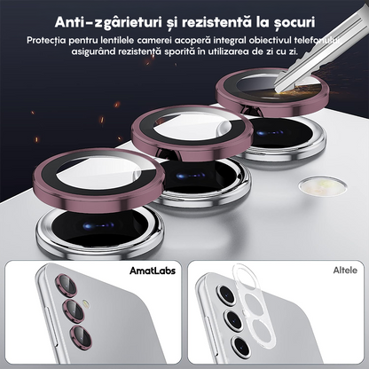 Folie Sticla Lentile Camera MaxDefense+ - Samsung Galaxy S24 FE - Roz