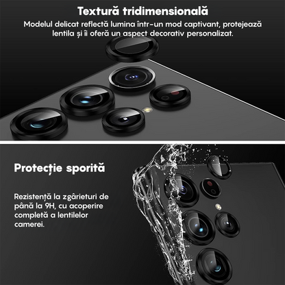 Folie Sticla Lentile Camera MaxDefense+ - Samsung Galaxy S24 Ultra - Negru