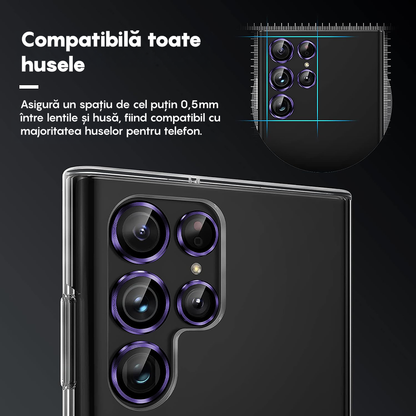 Folie Sticla Lentile Camera MaxDefense+ - Samsung Galaxy S24 Ultra - Mov Inchis
