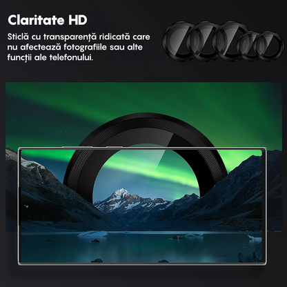 Folie Sticla Lentile Camera MaxDefense+ - Samsung Galaxy S25 Ultra - Negru