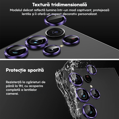 Folie Sticla Lentile Camera MaxDefense+ - Samsung Galaxy S25 Ultra - Mov Inchis
