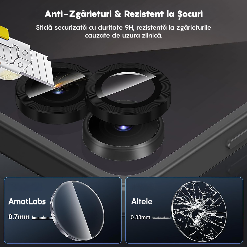 Folie Sticla Lentile Camera MaxDefense+ - Samsung Galaxy Z Flip7 - Negru