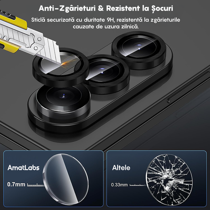 Folie Sticla Lentile Camera MaxDefense+ - Samsung Galaxy Z Fold6 - Negru