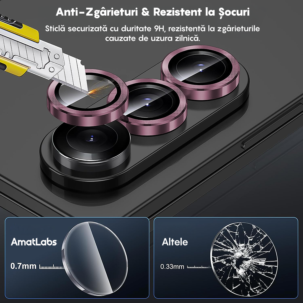 Folie Sticla Lentile Camera MaxDefense+ - Samsung Galaxy Z Fold6 - Roz