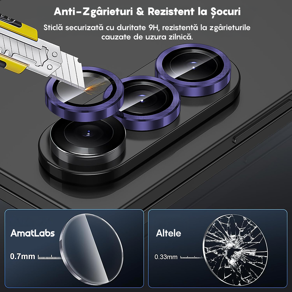 Folie Sticla Lentile Camera MaxDefense+ - Samsung Galaxy Z Fold 7 - Mov Inchis