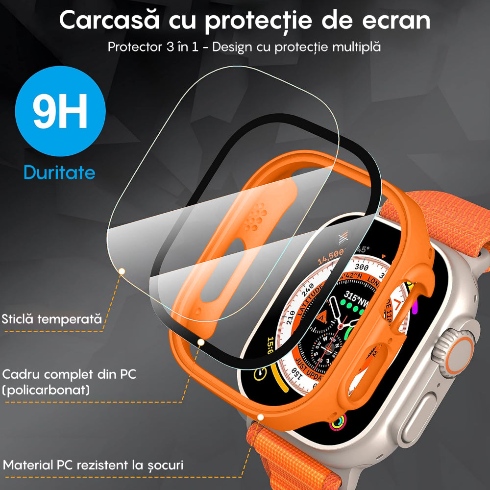 Carcasa 360° (Husa + Folie) - Apple Watch Ultra 1/Ultra 2 - 49MM - Orange