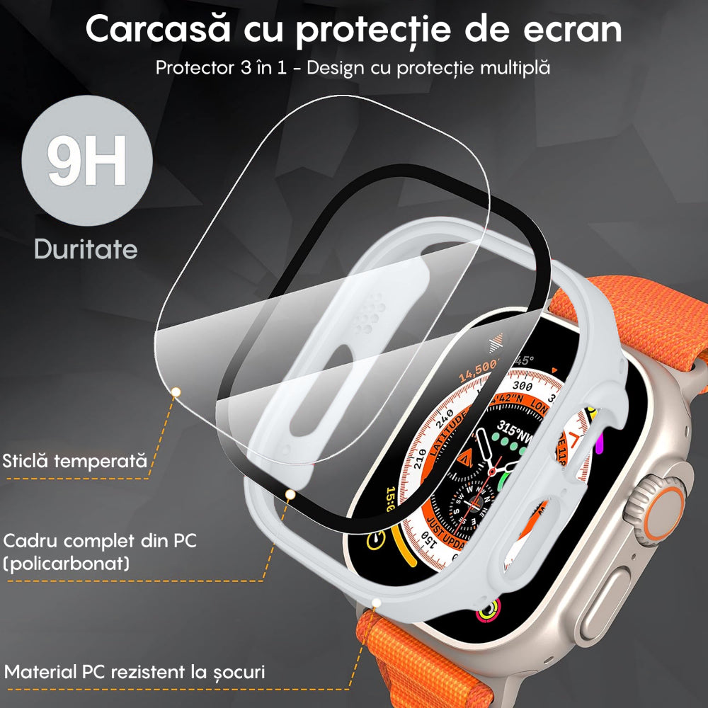 Carcasa 360° (Husa + Folie) - Apple Watch Ultra 1/Ultra 2 - 49MM - Silver