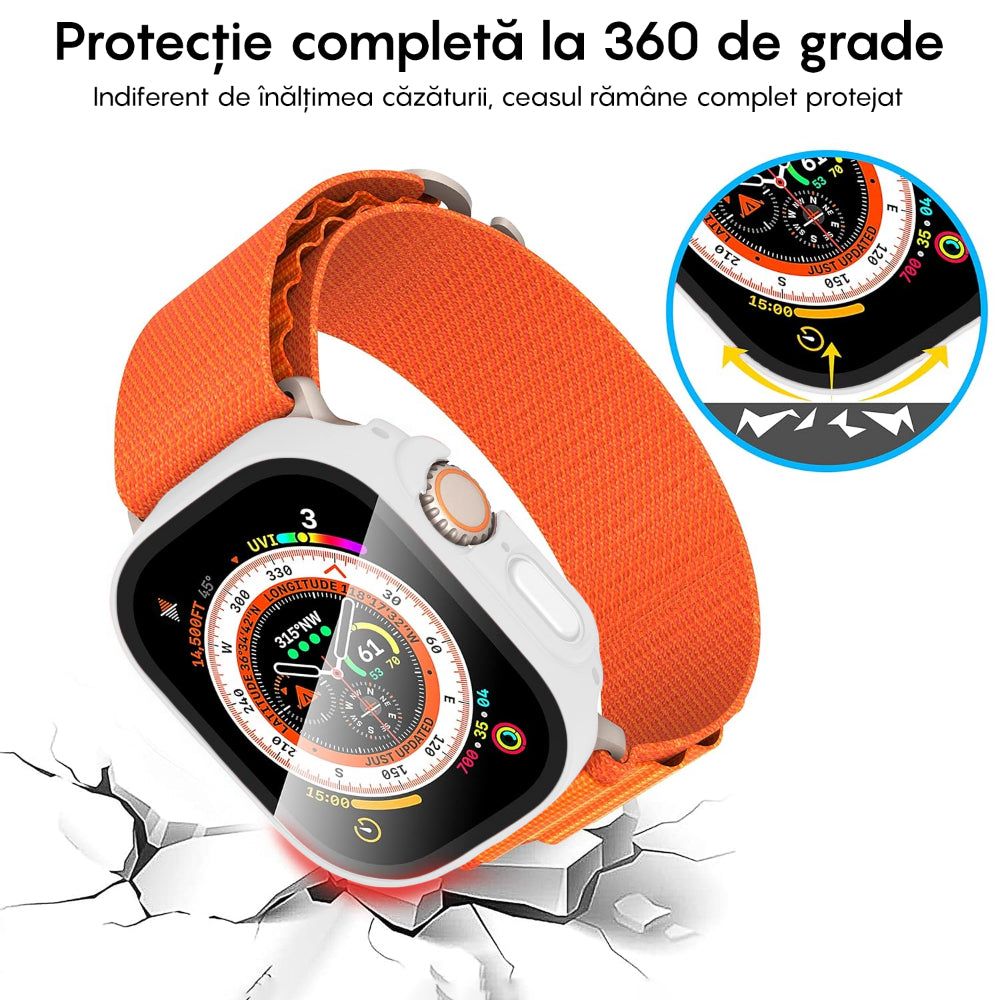 Carcasa 360° (Husa + Folie) - Apple Watch Ultra 1/Ultra 2 - 49MM - White