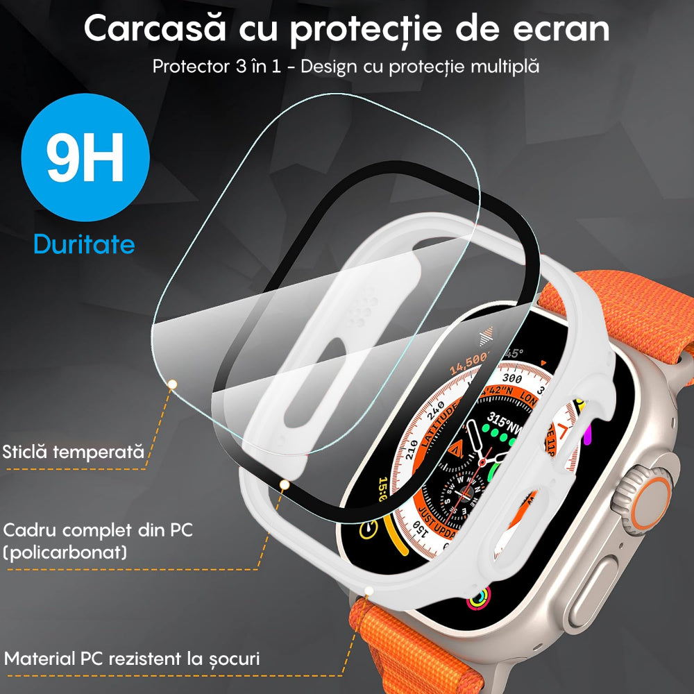 Carcasa 360° (Husa + Folie) - Apple Watch Ultra 1/Ultra 2 - 49MM - White