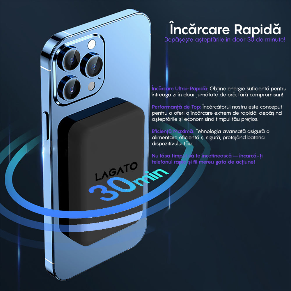 Baterie Externa MagSafe Lagato MS1 Pro 10000 mAh - Negru
