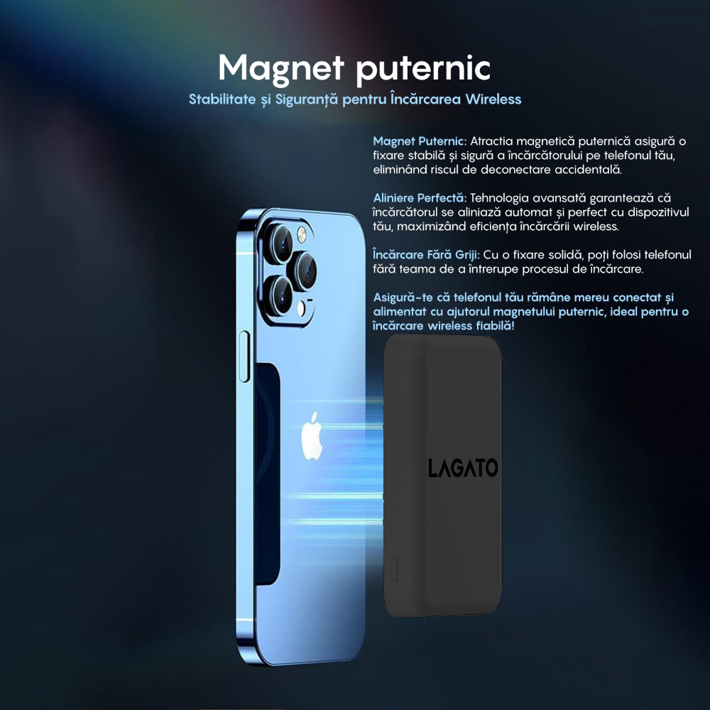 Baterie Externa MagSafe Lagato MS1 Pro 5000 mAh - Negru