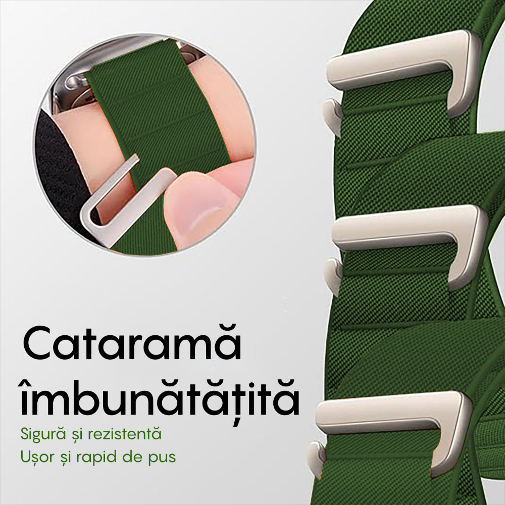 Curea Alpine Summit - Apple Watch 1/2/3/4/5/6/7/8/9/SE - 38/40/41 MM - Verde Inchis