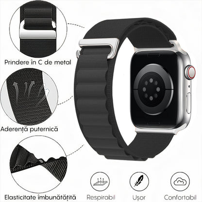 Curea Alpine Summit - Apple Watch 1/2/3/4/5/6/7/8/9/SE - 38/40/41 MM - Negru