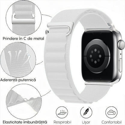Curea Alpine Summit - Apple Watch 1/2/3/4/5/6/7/8/9/SE/Ultra 1/Ultra 2 - 42/44/45/49 MM - Alb