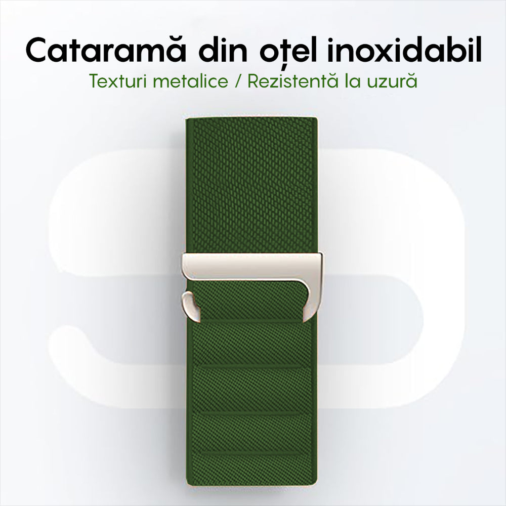 Curea Alpine Summit - Apple Watch 1/2/3/4/5/6/7/8/9/SE/Ultra 1/Ultra 2 - 42/44/45/49 MM - Verde Inchis