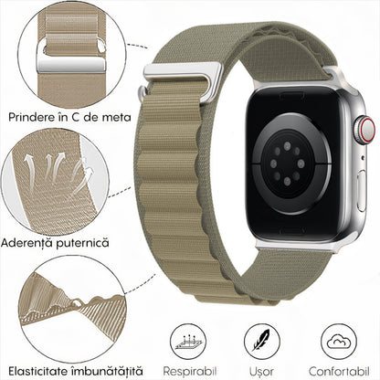 Curea Alpine Summit - Apple Watch 1/2/3/4/5/6/7/8/9/SE/Ultra 1/Ultra 2 - 42/44/45/49 MM - Verde Deschis