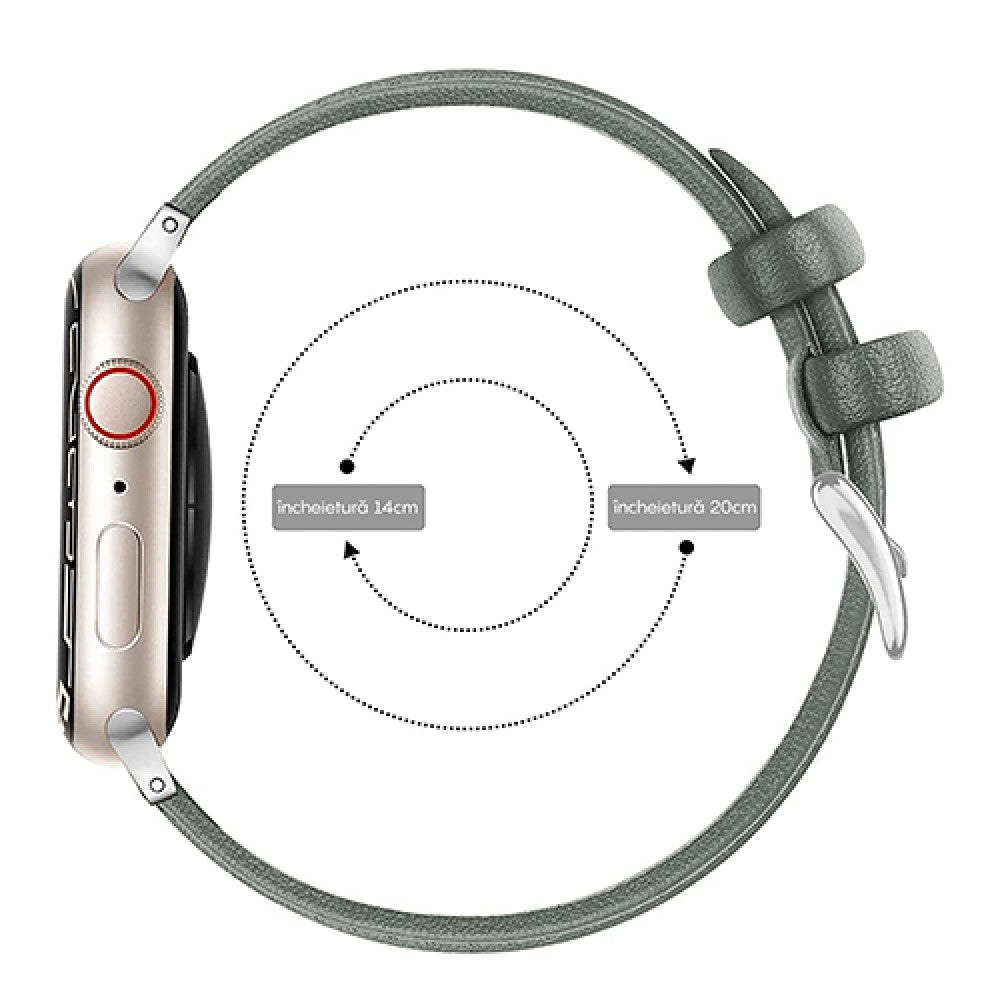 Curea Leather Heritage - Apple Watch 1/2/3/4/5/6/7/8/9/SE/Ultra 1/Ultra 2 - 42/44/45/49 MM - Gri