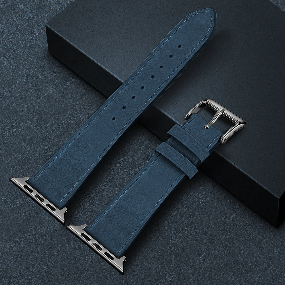 Curea Leather Heritage - Apple Watch 1/2/3/4/5/6/7/8/9/SE/Ultra 1/Ultra 2 - 42/44/45/49 MM - Albastru
