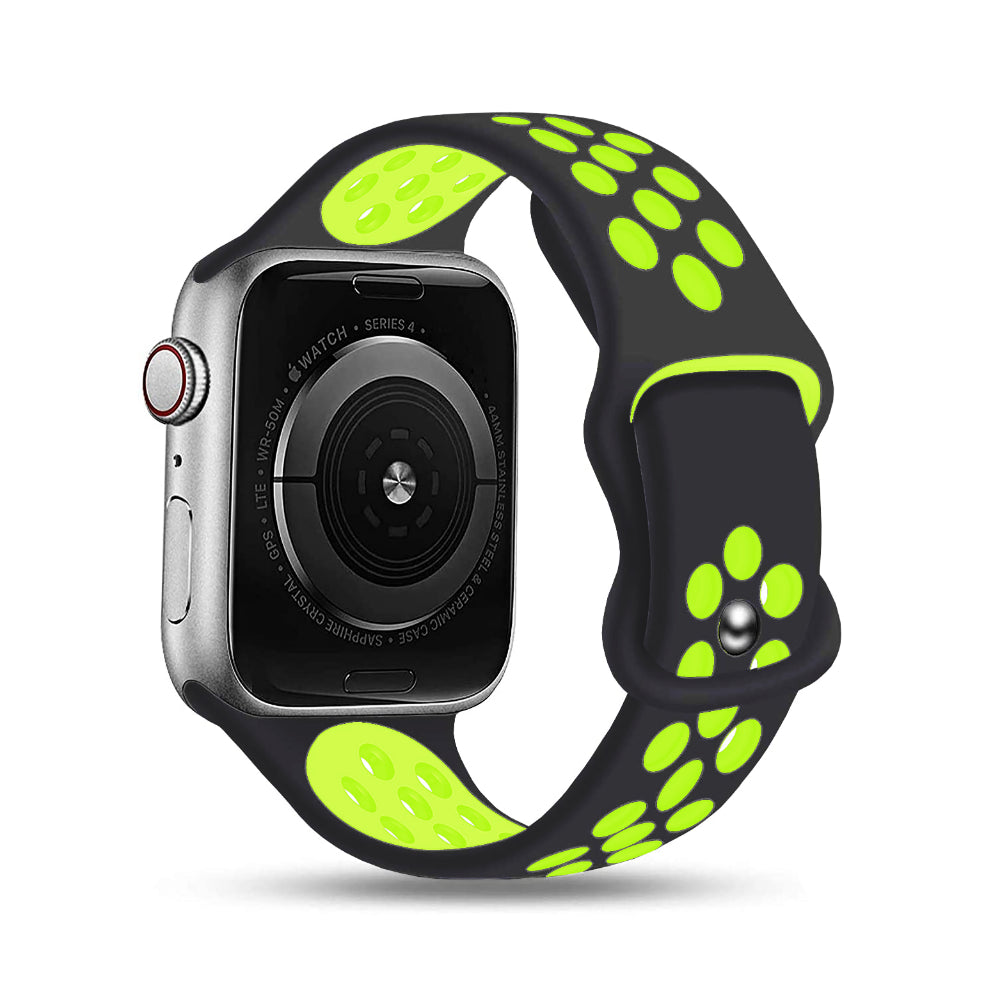 Curea Silicone Flex Loop - Apple Watch 1/2/3/4/5/6/7/8/9/SE/Ultra 1/Ultra 2 - 42/44/45/49 MM - Black/Green