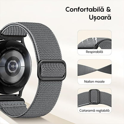 Curea Braided Classic - Samsung Galaxy Watch 7/Active 2/Active/FE/6/5 Pro/5/4/3 - 20mm - Gri