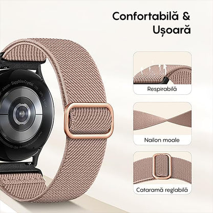 Curea Braided Classic - Samsung Galaxy Watch 7/Active 2/Active/FE/6/5 Pro/5/4/3 - 20mm - Pink Sand