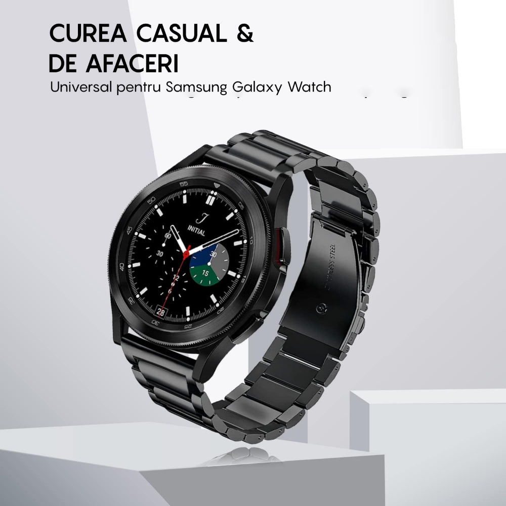 Curea Metallic Link - Samsung Galaxy Watch 7/6/6 Classic/5 Pro/5/4/4 Classic/3 41mm/42 mm/Active 2/Active/FE - 20mm - Negru