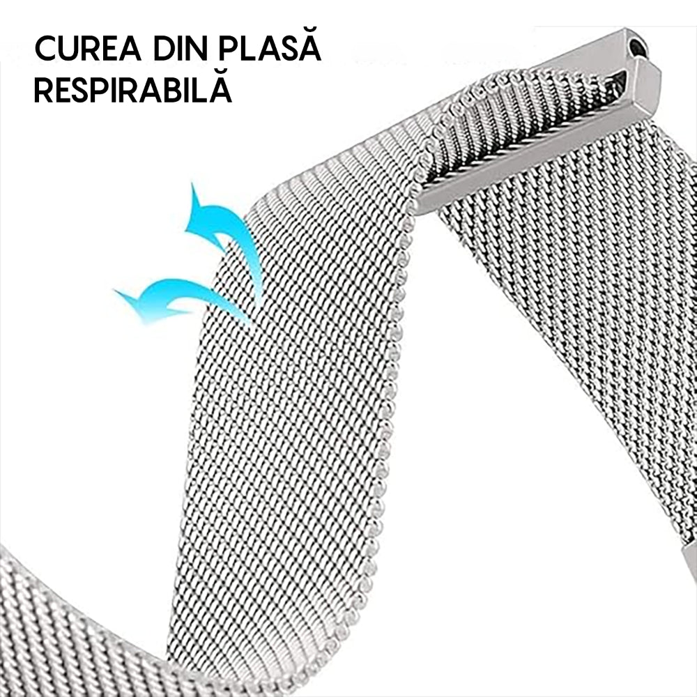 Curea Milanese Essential - Amazfit BIP5/GTR4/GTR3/GTR3 pro/GTR2e/GTR2/3 stratoS/GTR 47mm - 22mm - Silver