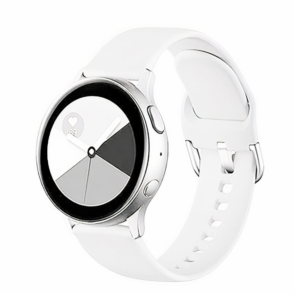Curea Silicone Classic - Samsung Galaxy Watch 7/6/6 Classic/5 Pro/5/4/4 Classic/3 41mm/42 mm/Active 2/Active/FE - 20mm - Alb