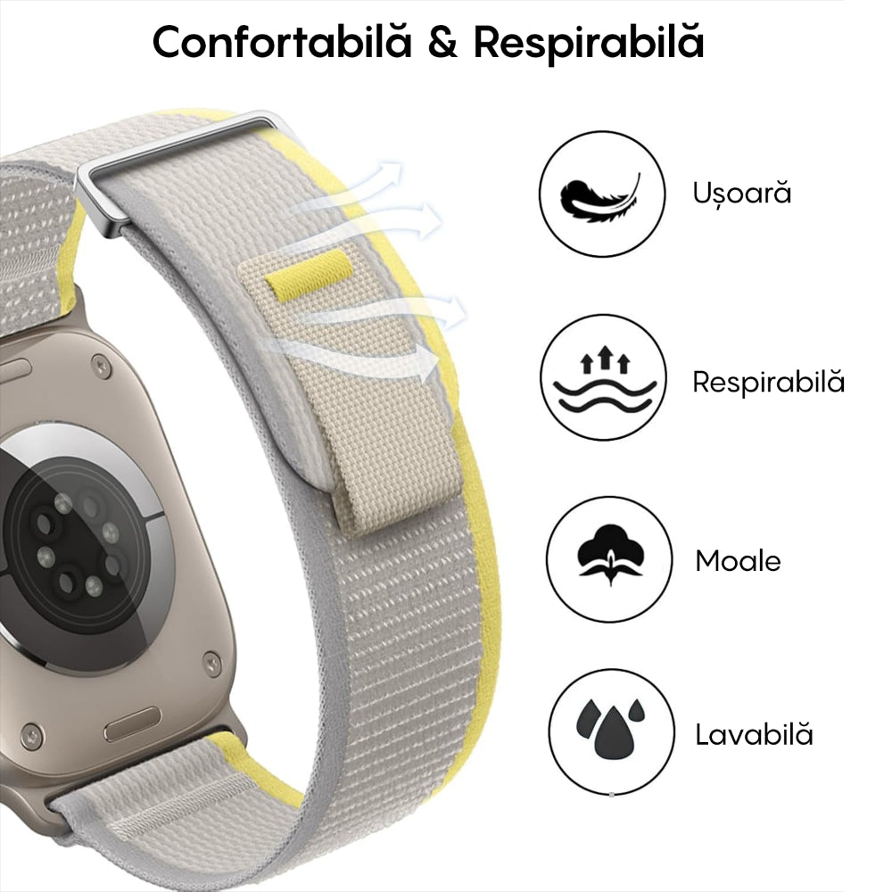 Curea Trail Expedition - Apple Watch 1/2/3/4/5/6/7/8/9/SE - 38/40/41 MM - Gri Deschis