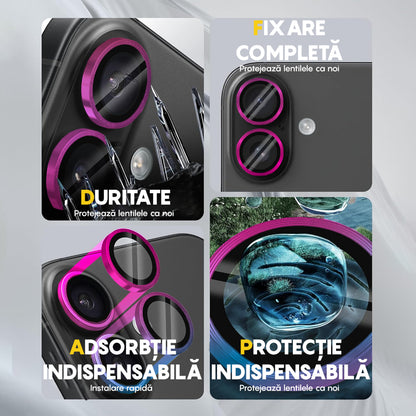 Folie Sticla Lentile Camera MaxDefense+ - iPhone 16/16 Plus - Curcubeu