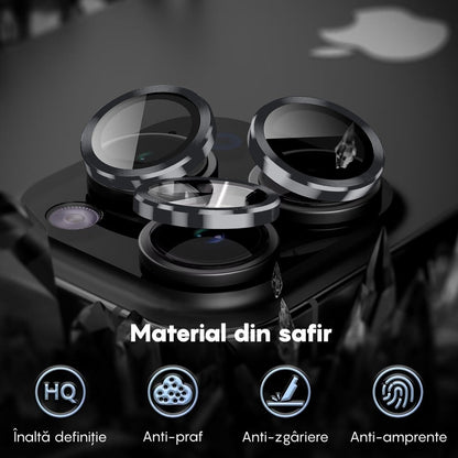 Folie Sticla Lentile Camera MaxDefense+ - iPhone 16 Pro/16 Pro Max - Argintiu