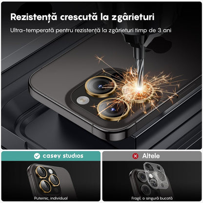Folie Sticla Lentile Camera MaxDefense+ - iPhone 16 Pro/16 Pro Max - Galben