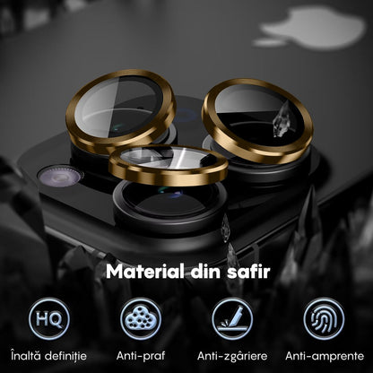 Folie Sticla Lentile Camera MaxDefense+ - iPhone 16 Pro/16 Pro Max - Galben