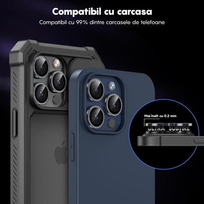 Folie Sticla Lentile Camera MaxDefense+ - iPhone 16 Pro/16 Pro Max - Argintiu