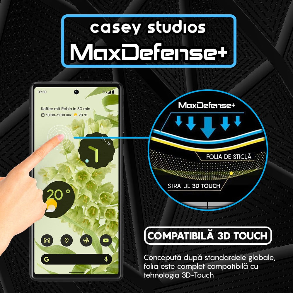 Folie Sticla MaxDefense+ - Google Pixel 6 - Negru