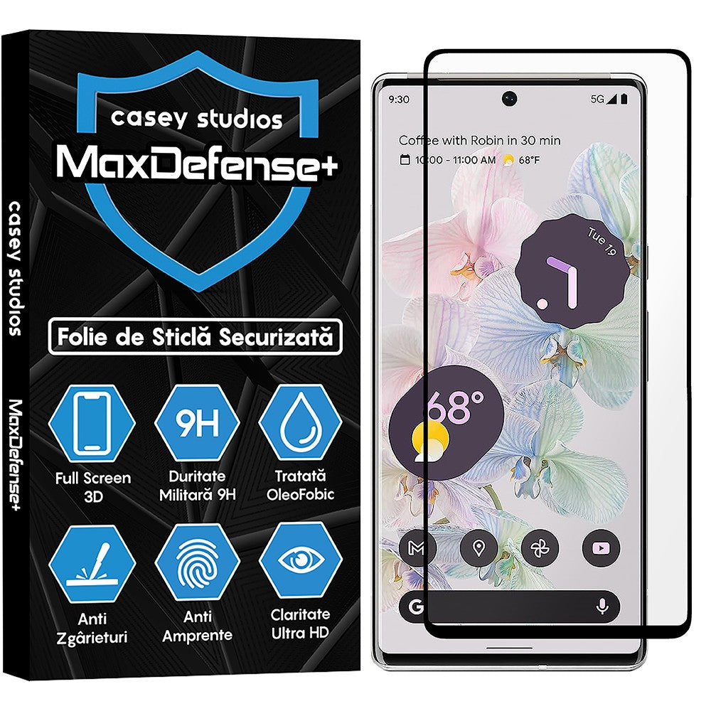 Folie Sticla MaxDefense+ - Google Pixel 6a - Negru