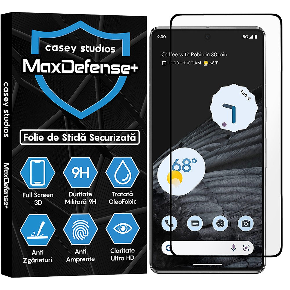 Folie Sticla MaxDefense+ - Google Pixel 7 - Negru