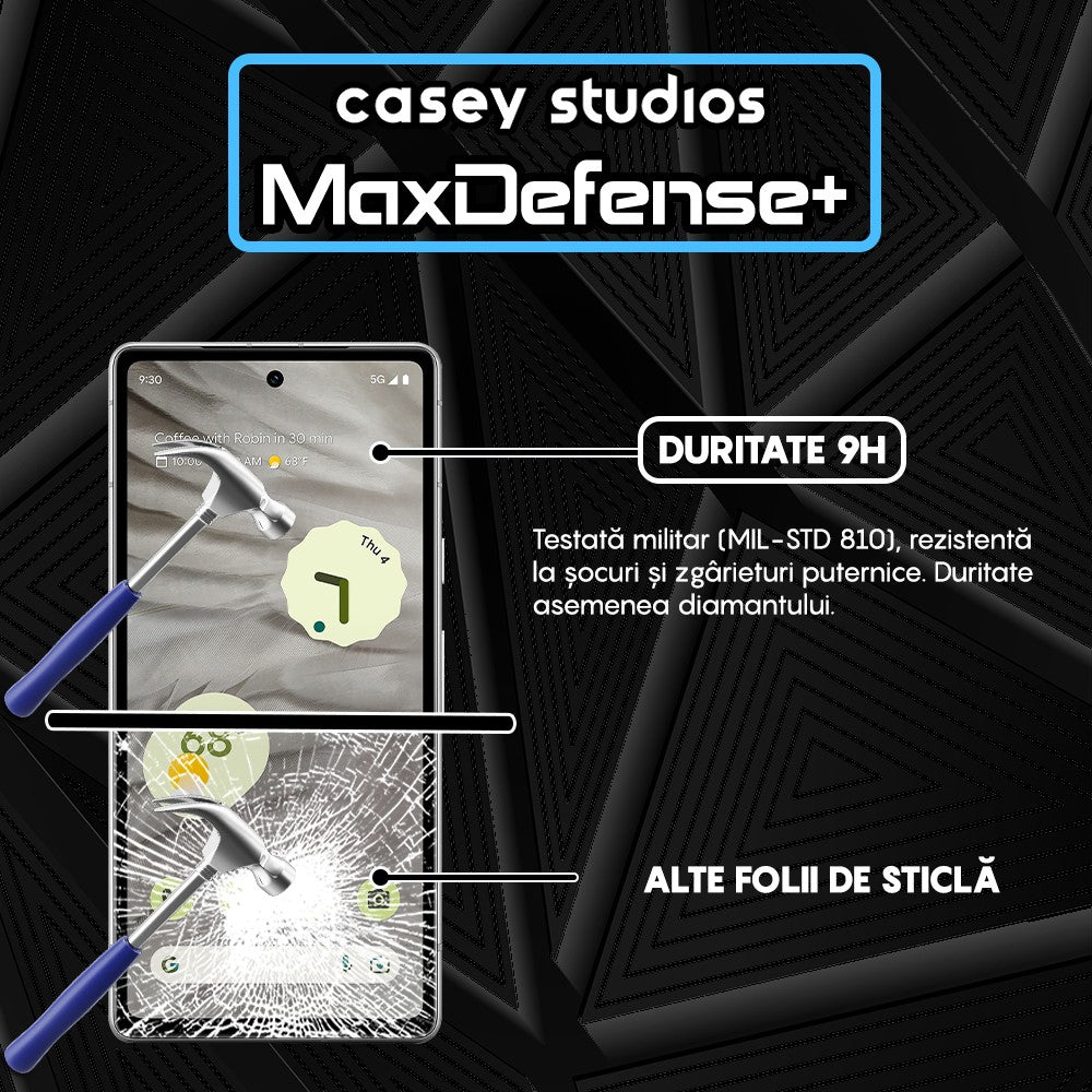 Folie Sticla MaxDefense+ - Google Pixel 7a - Negru