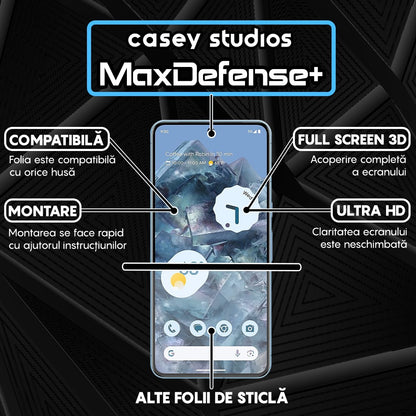 Folie Sticla MaxDefense+ - Google Pixel 8 Pro - Negru