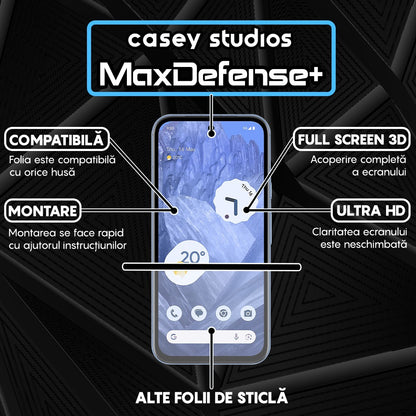 Folie Sticla MaxDefense+ - Google Pixel 8a - Negru