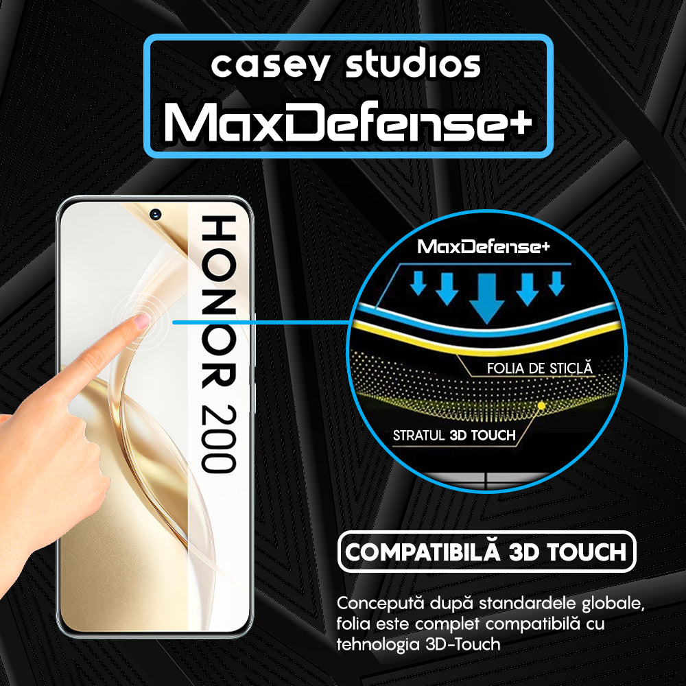 Folie Sticla MaxDefense+ - Honor 200 - Negru
