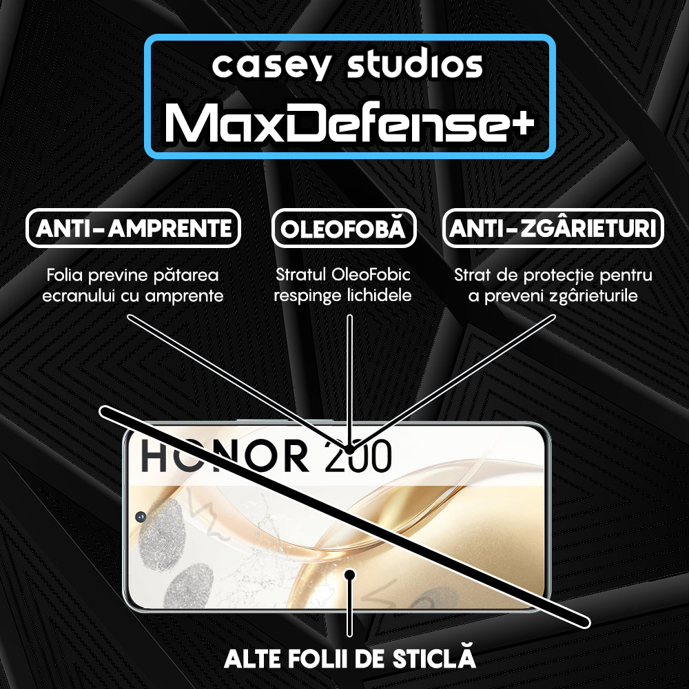 Folie Sticla MaxDefense+ - Honor 200 - Negru