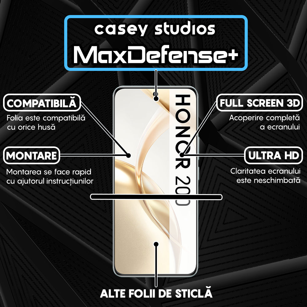 Folie Sticla MaxDefense+ - Honor 200 - Negru