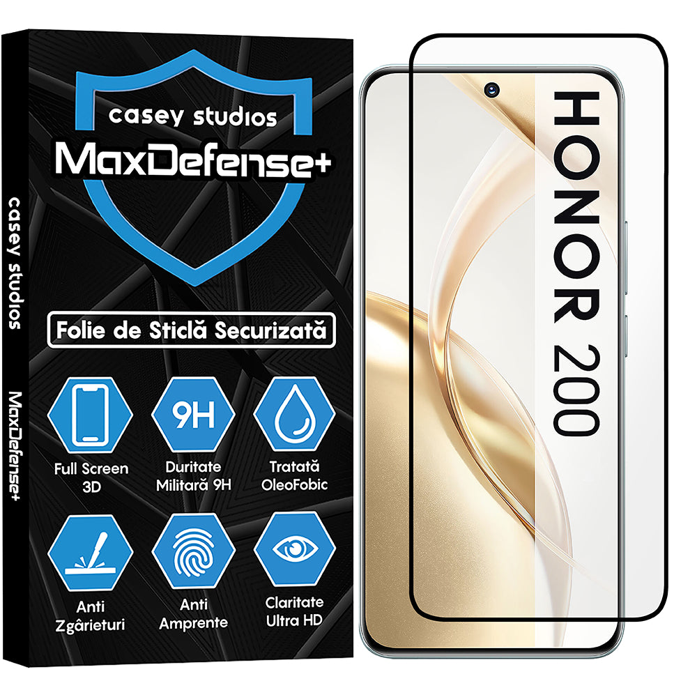 Folie Sticla MaxDefense+ - Honor 200 - Negru
