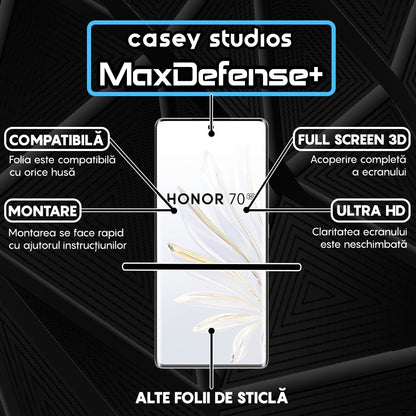 Folie Sticla MaxDefense+ - Honor 70 - Negru