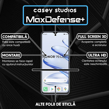 Folie Sticla MaxDefense+ - Honor 70 Lite - Negru