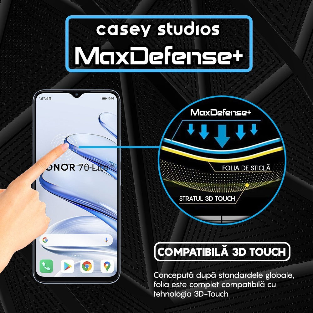 Folie Sticla MaxDefense+ - Honor 70 Lite - Negru