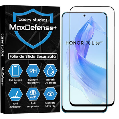 Folie Sticla MaxDefense+ - Honor 90 Lite - Negru