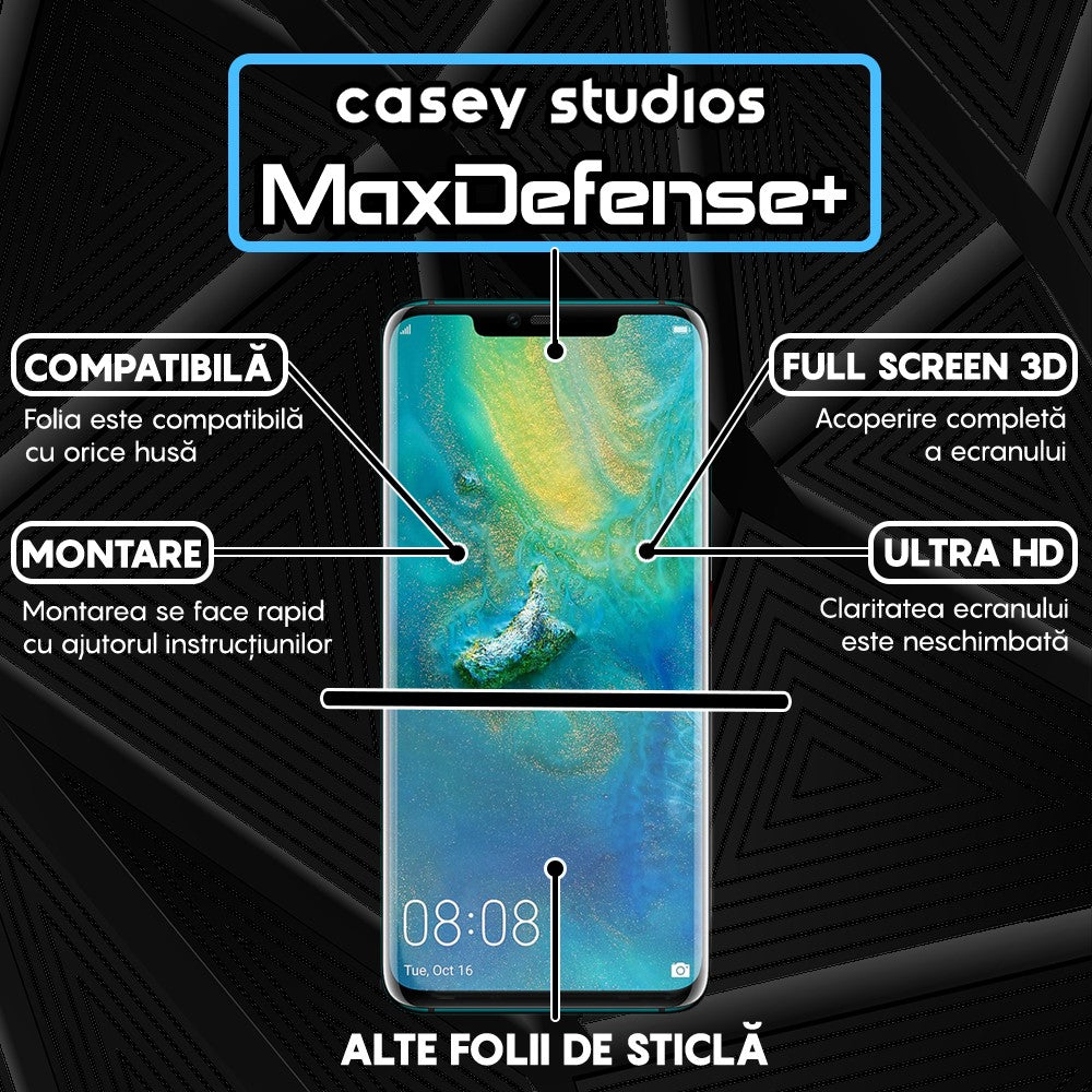 Folie Sticla MaxDefense+ - Huawei Mate 20 Pro - Negru