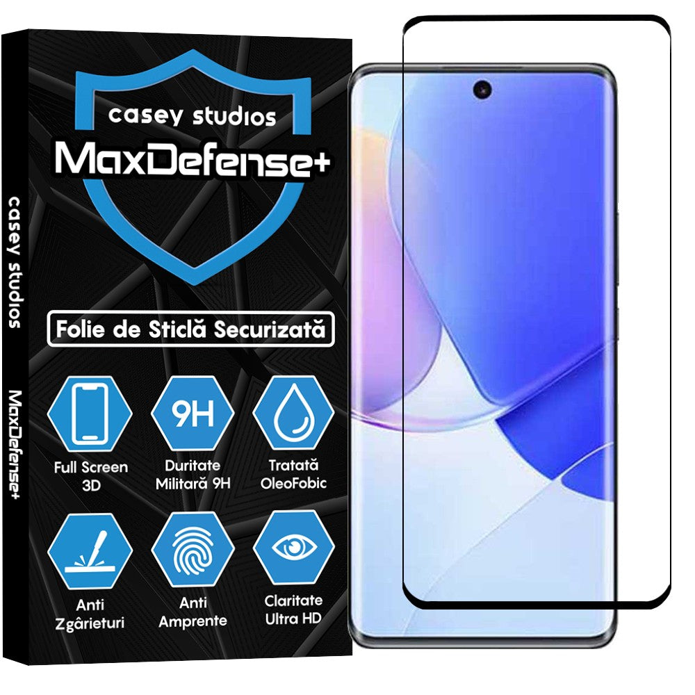 Folie Sticla MaxDefense+ - Huawei nova 10 - Negru